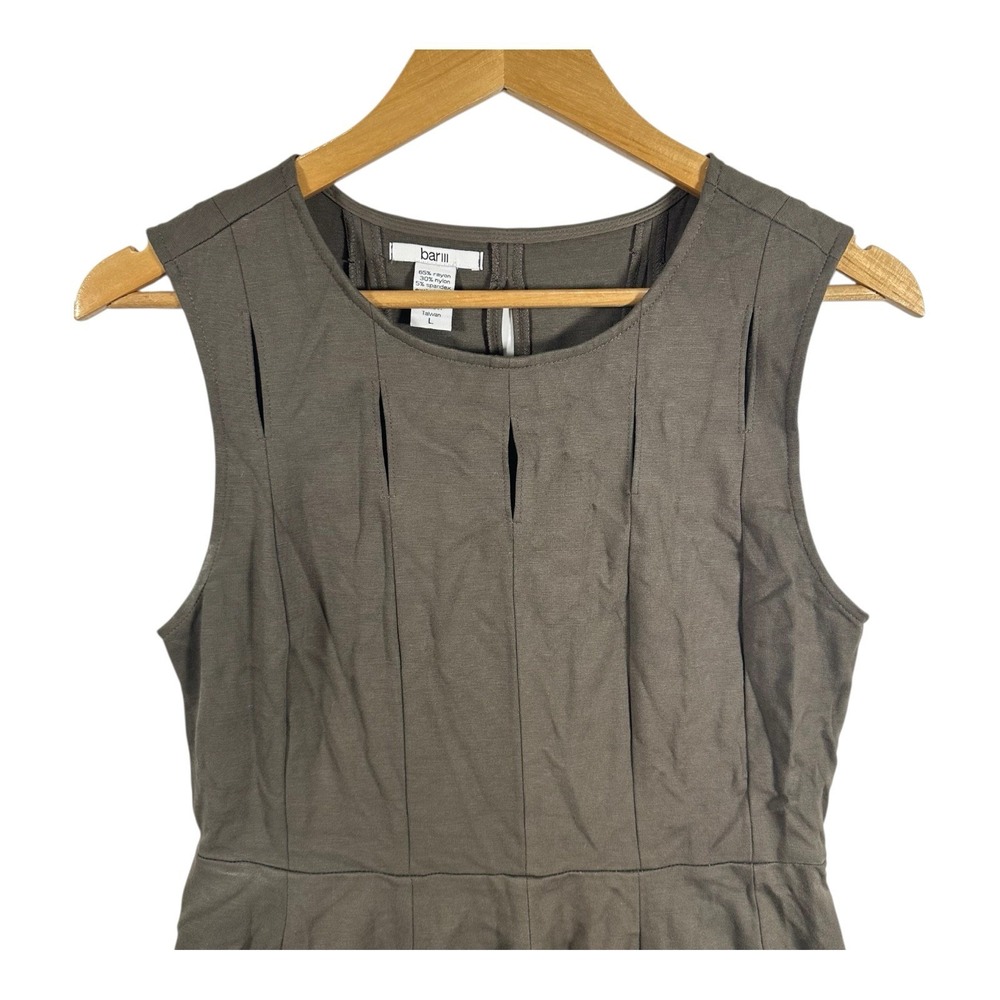 Bar III Fit & Flare Mini Dress Large Brown Heavy Knit Peep Slits‎ At Neck & Hem